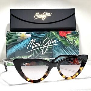 Maui Jim LYCHEE Black Brown Tortoise Two Toned Cat-Eye  Sunglass MJ891-02